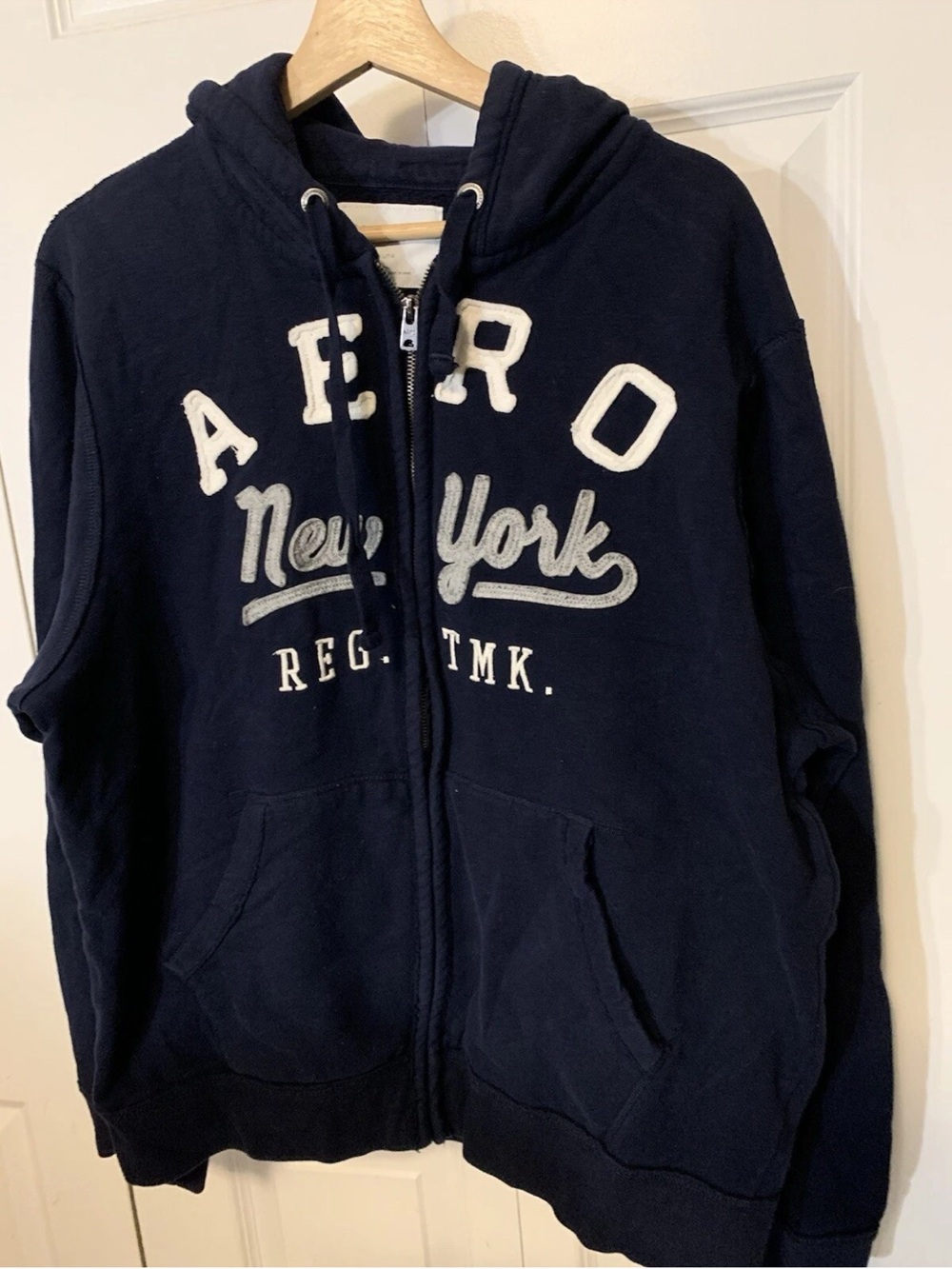 Aeropostale New York Mens Sz XL full ziphoodie sweatshirt pockets Blue